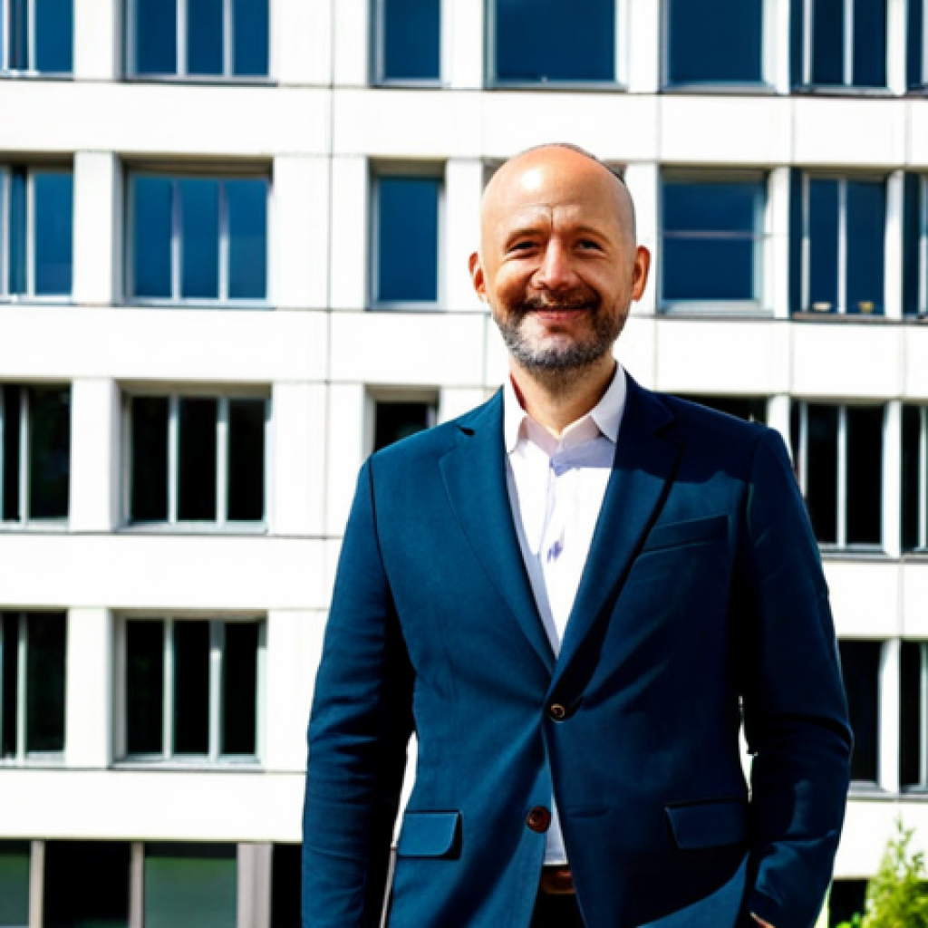 **
"A professional architect, fully clothed in a stylish, modern outfit – perhaps a well-tailored blazer and trousers or a smart, contemporary dress – standing in front of a recently completed sustainable building in Berlin, Germany. The building features innovative green technologies like solar panels and a green roof. Natural lighting, professional architectural photography, perfect anatomy, correct proportions, natural pose, well-formed hands, proper finger count, safe for work, appropriate content, modest, professional, family-friendly."
**