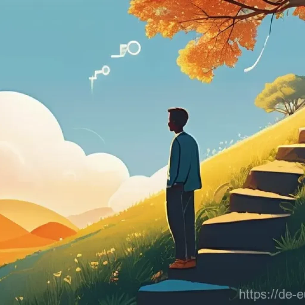 시간 차원에서의 학습 성과 분석 방법 - **Learning Journey and Reflection:**
"A person, appearing thoughtful and serene, stands on a gen...